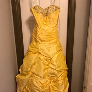 Yellow Strapless Prom Dress Size 4